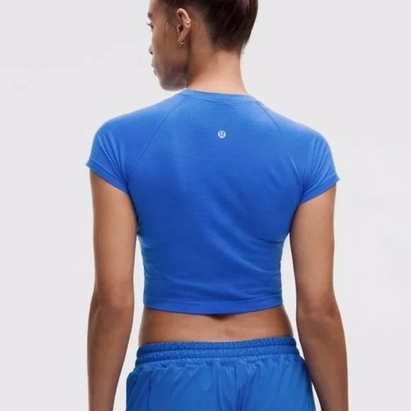 Lululemon Women's Blue Swiftly Tech Cropped Short Sleeve Shirt 2.0 Size 4 - Picture 2 of 12
